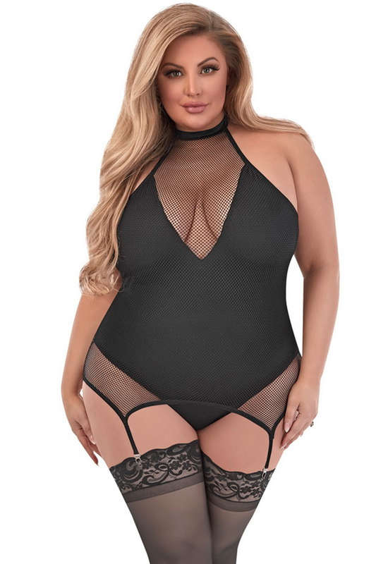 Plus Size Sexy Time Mesh Merry widow Teddy