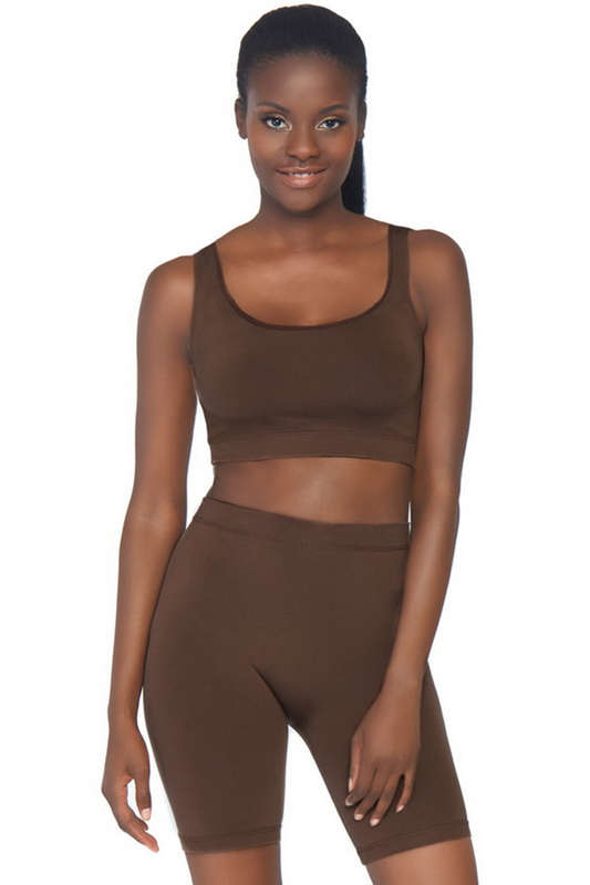 Dark Brown Crop Tank & Shorts