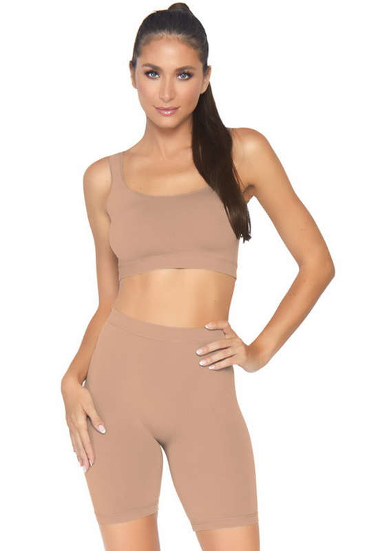 Light Beige Crop Tank & Shorts