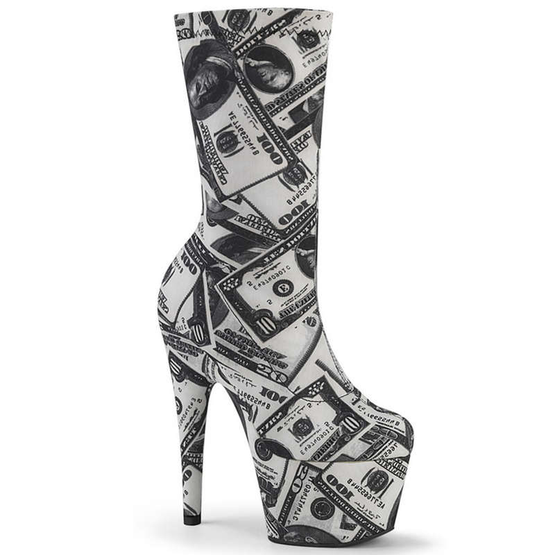 Pleaser 7" Heel Dollar Print Ankle Booties