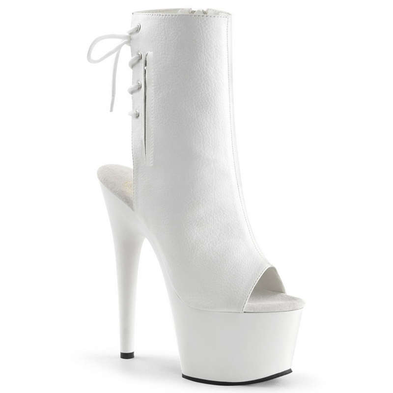 7" Heel White Faux Leather Ankle Boots