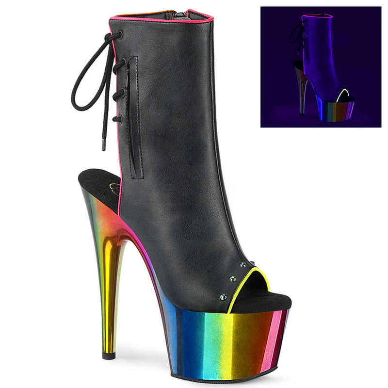 7" Heel Blacklight Reactive Piping Ankle Boots