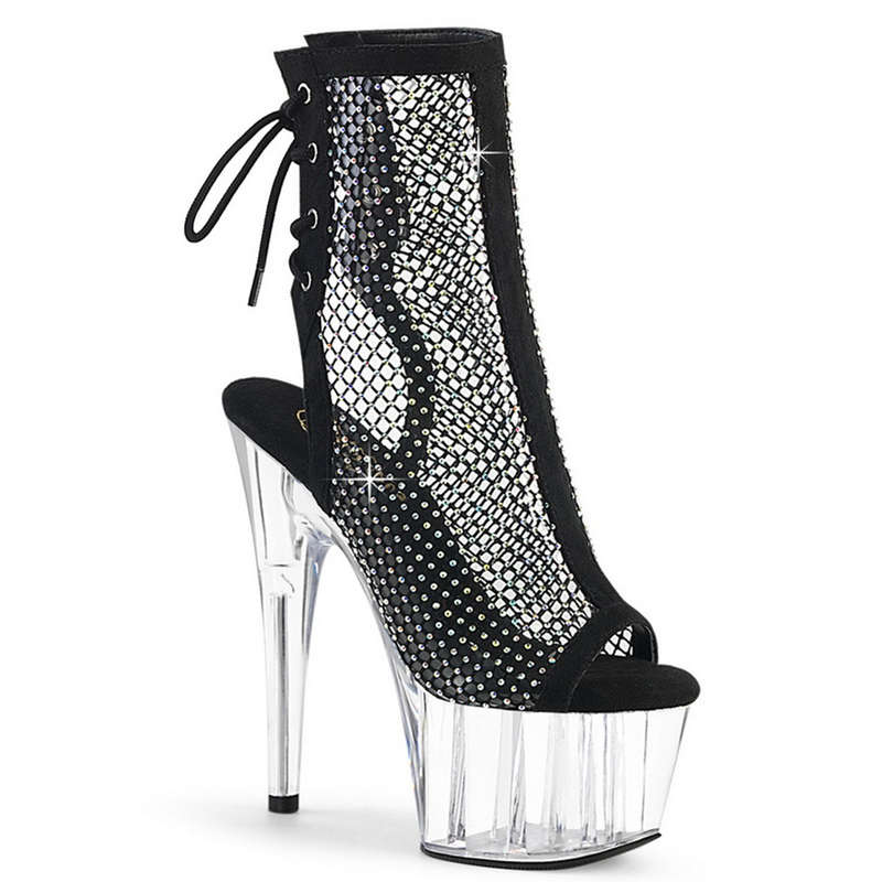 7" Heel AB Rhinestone Mesh Ankle Boots