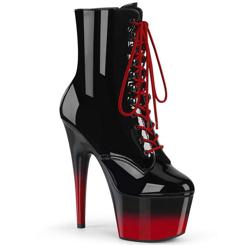7" Heel Black Patent & Ombre Platform Ankle Boots