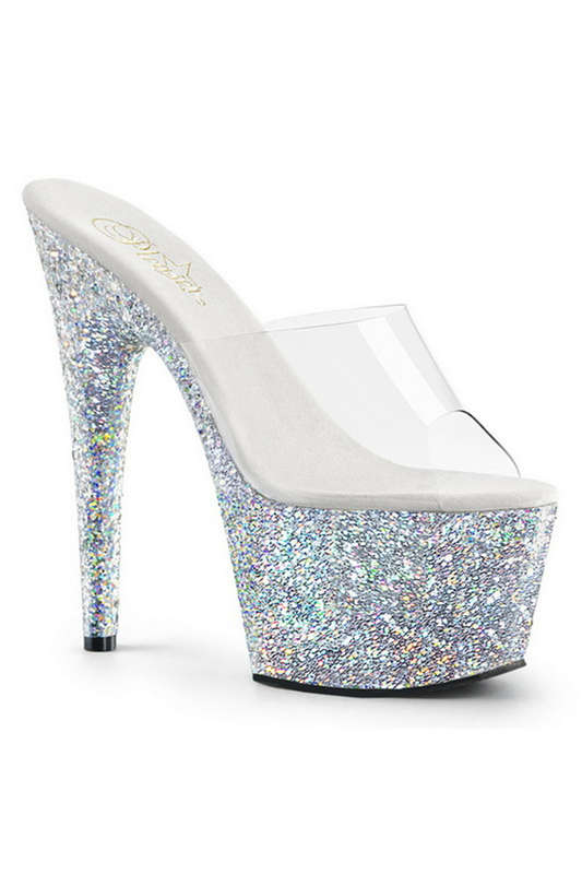Silver Holographic Glitter 7" Stiletto Heels