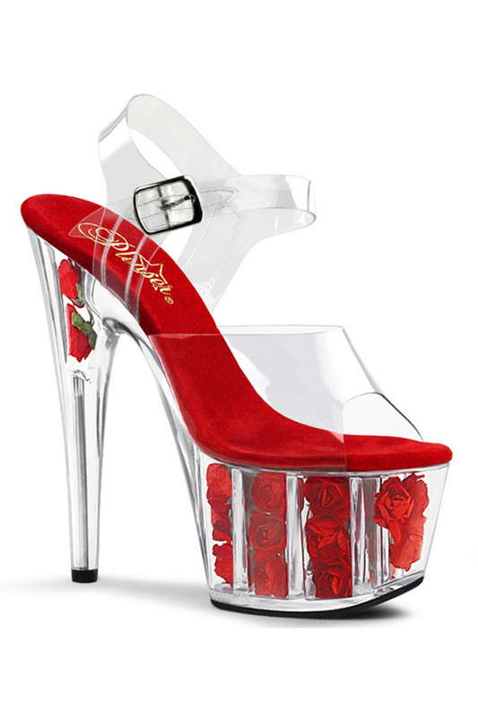 Clear Rose Floral Platform Heels