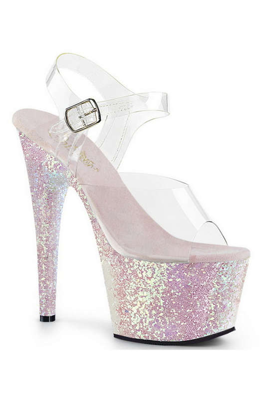 Opal Holographic Glitter 7" Ankle Strap Sandals