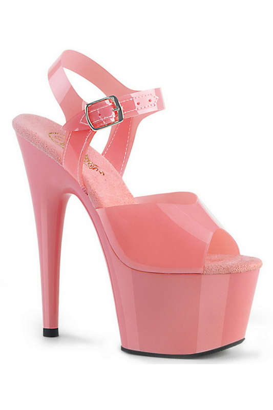 7" Heel Baby Pink Platform Ankle Strap Sandals