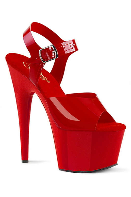 Pleaser 7" Heel Red Platform Ankle Strap Sandals