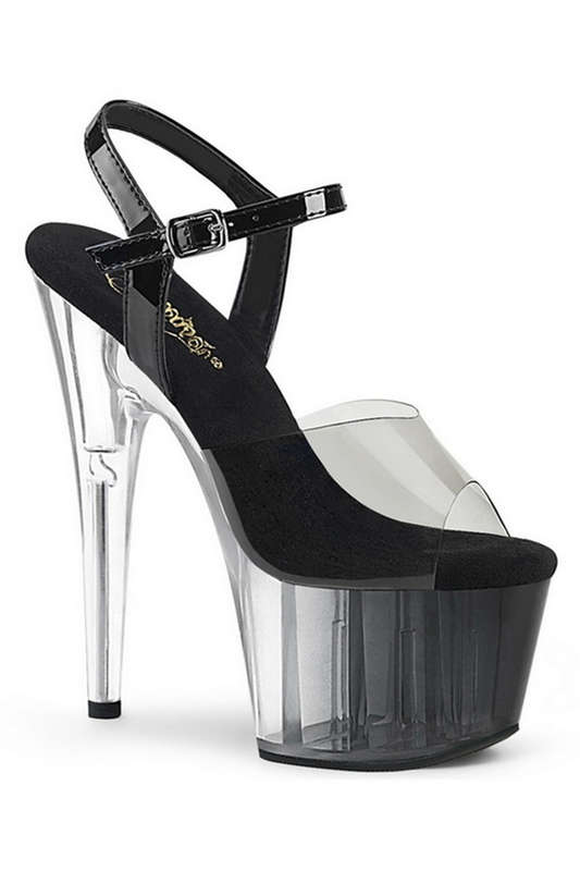 7" Heel Black Ombre Platform Ankle Strap Sandals