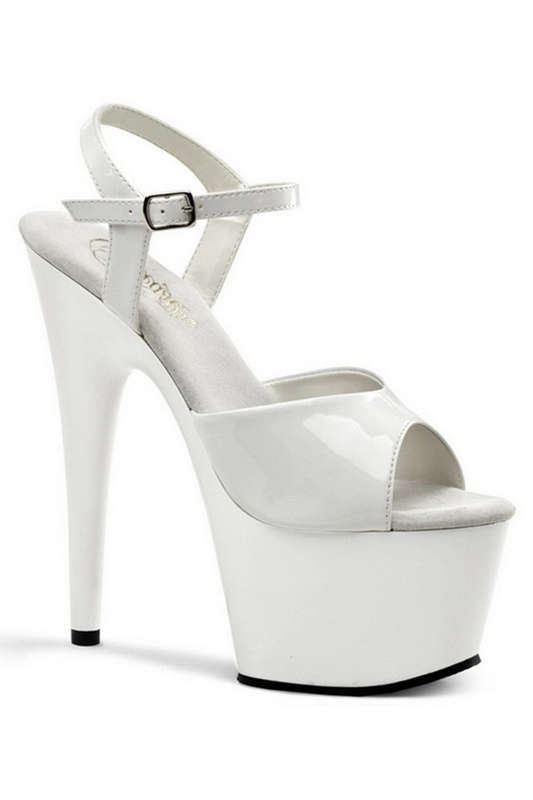 7" Heel White Platform Ankle Strap Sandals