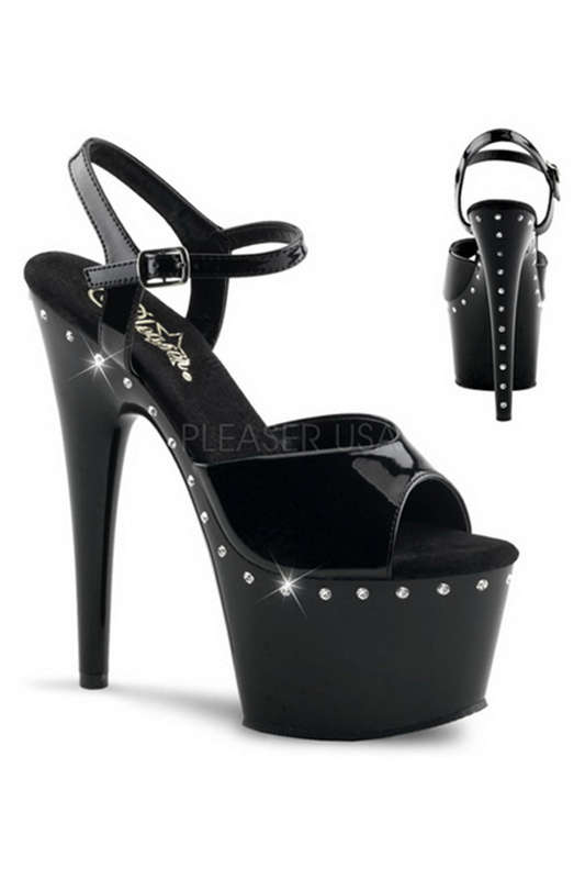 Black Stiletto Heel With Rhonestone Platform
