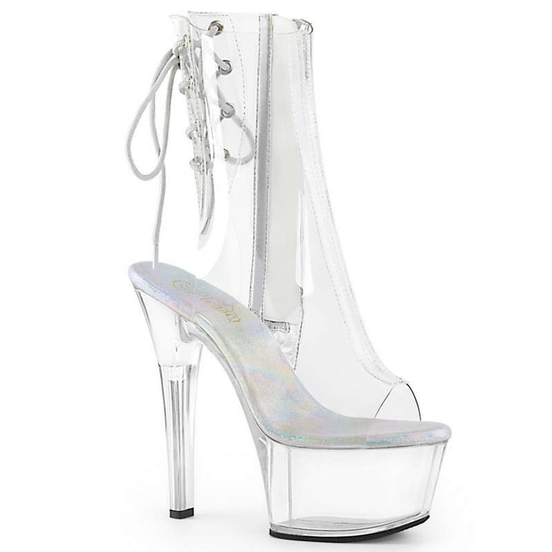 6" Heel Clear Open Toe Ankle Boots
