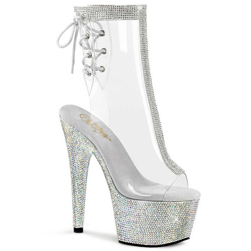 7" Rhinestone Embellished Ankle Boots