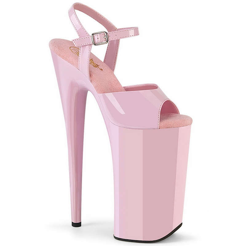 10" Heel Pink Ankle Strap Sandals