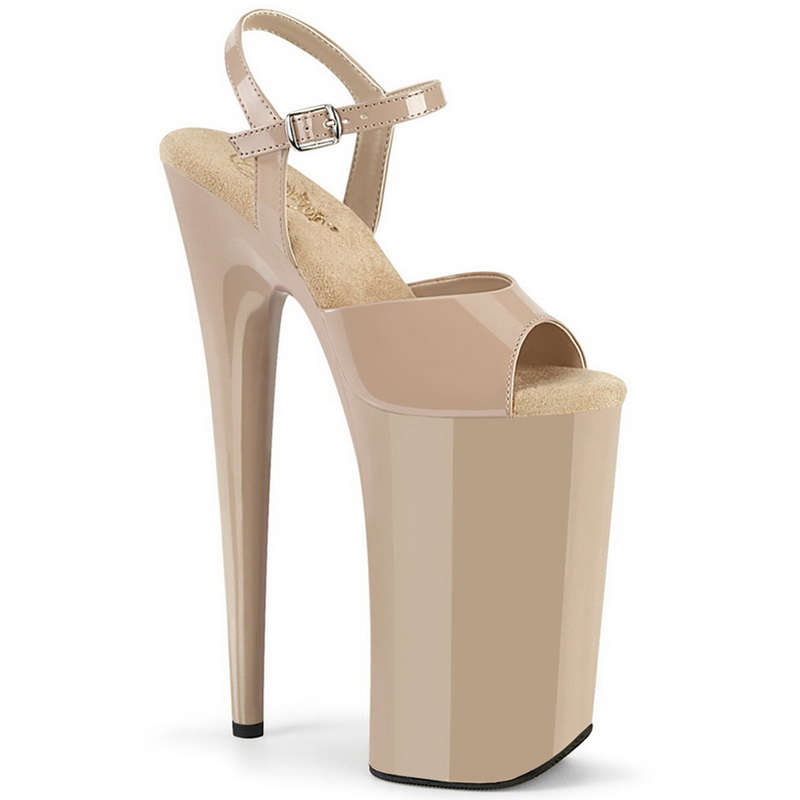 10" Heel Nude Ankle Strap Sandals