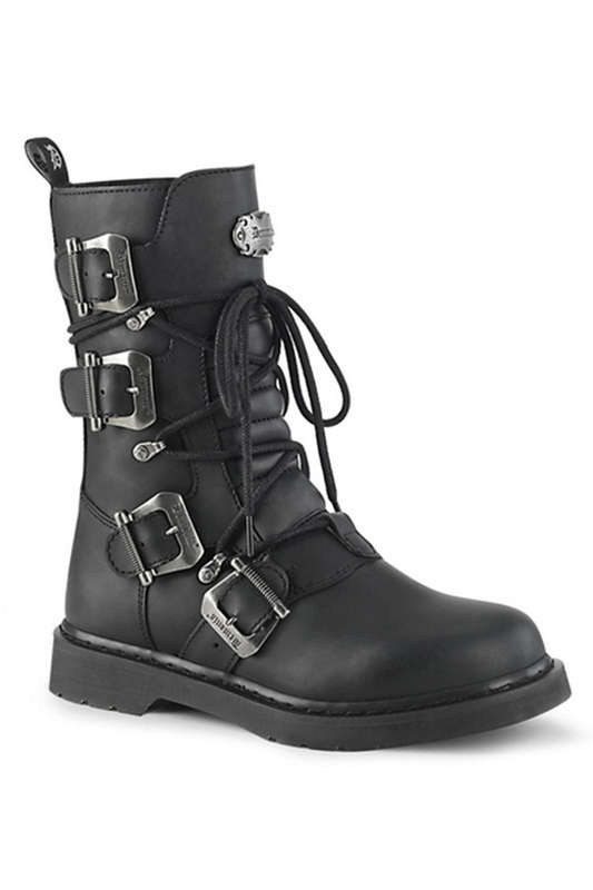 1 1/4" Heel Black Vegan Leather Unisex Boots