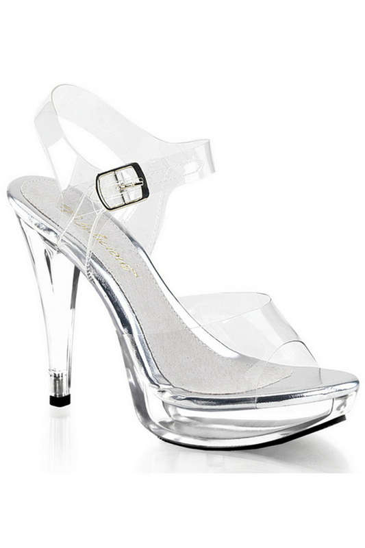 Fabulicious 5" Heel Clear Ankle Strap Sandals