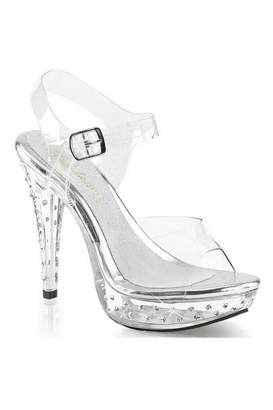 Fabulicious 5" Heel Rhinestone Studded Ankle Strap Sandals