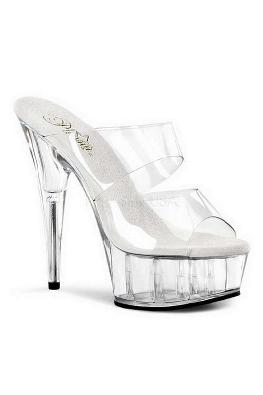 Clearly Sexy Dual Strap Slip On Heel