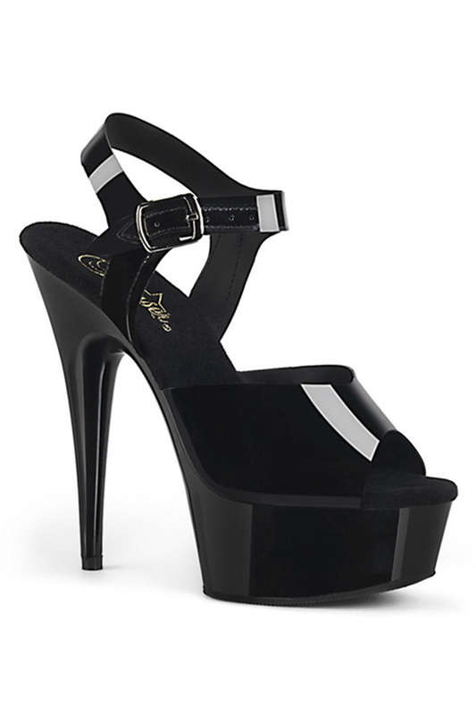 Pleaser 6" Heel Black Platform Ankle Strap Sandals