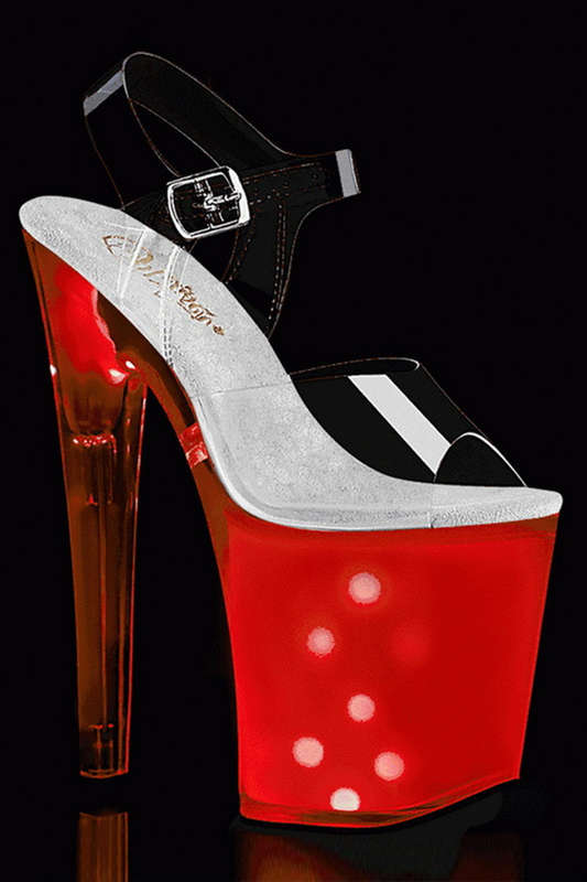8" Heel White Glow LED Light-Up Platform Ankle Strap Sandals