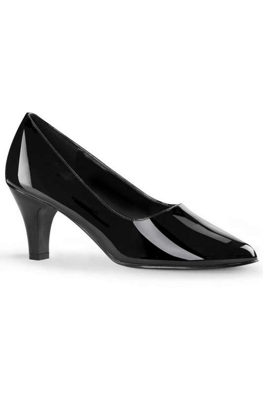 3" Block Heel Black Patent Classic Pumps
