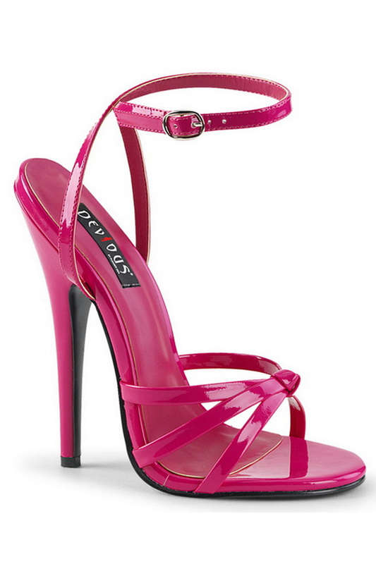 6" Stiletto Heel Hot Pink Patent Wrap Around Sandals