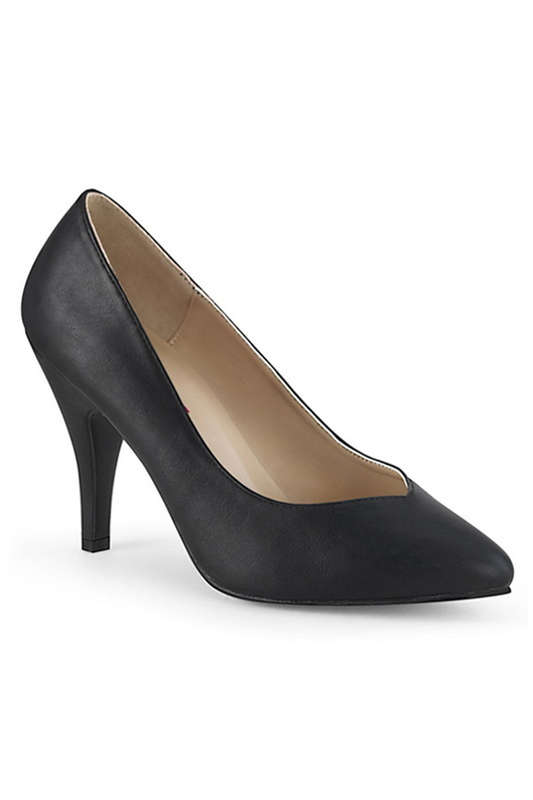 4" Heel Black Faux Leather Classic Pumps