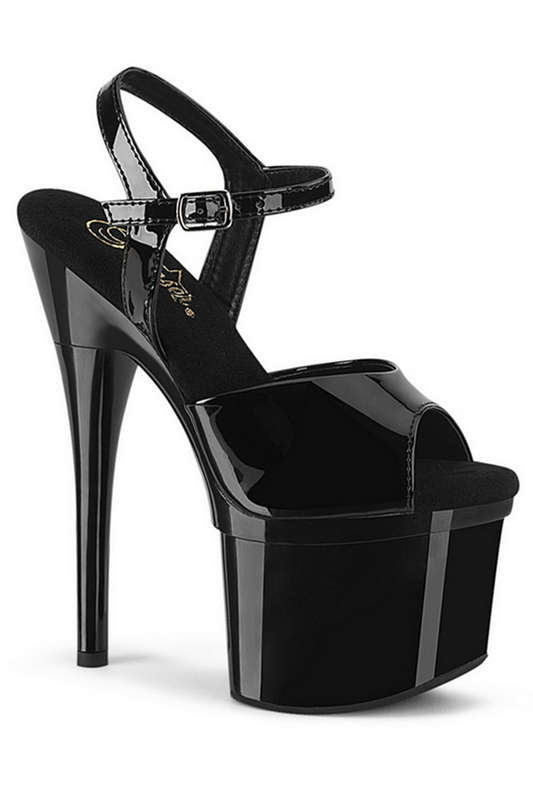 Pleaser 7" Heel Black Platform Ankle Strap Sandals