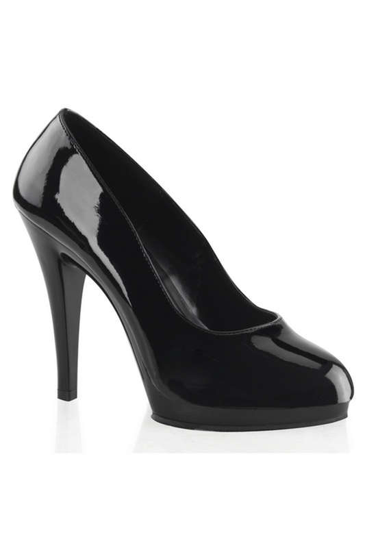 Black Shiny Stiletto Heel Platform Pump