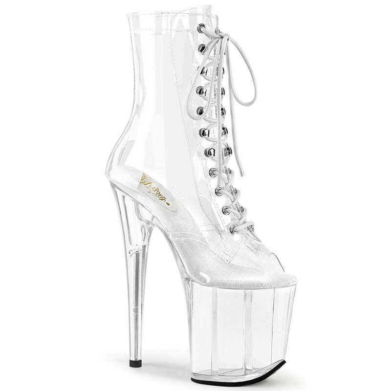 8" Heel Clear Platform Peep Toe Ankle Boots