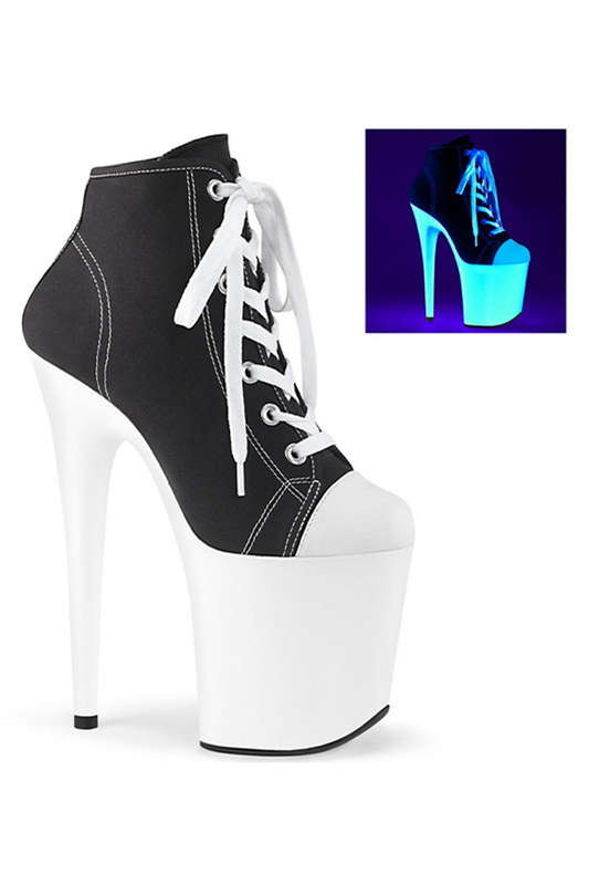 8" Heel Black Canvas Blacklight Reactive Platform Sneakers