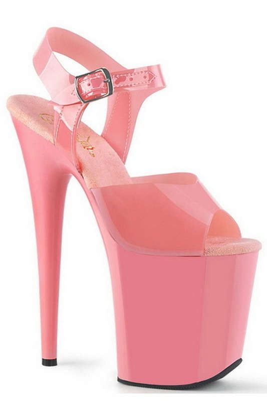 8" Heel Baby Pink TPU Ankle Strap Sandals