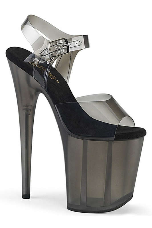 8" Heel Black Gradient TPU Ankle Strap Sandals