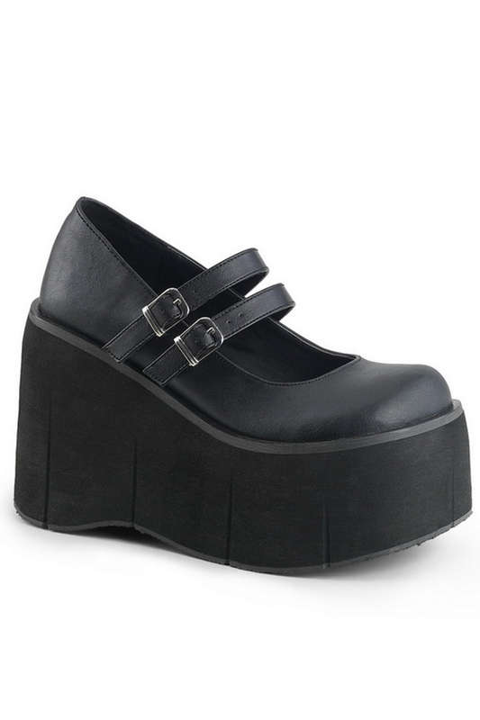 4 1/2" Platform Black Vegan Leather Maryjanes