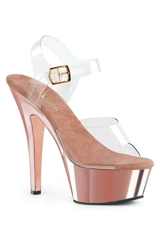 6" Heel Rose Gold Chrome Plated Platform Sandals