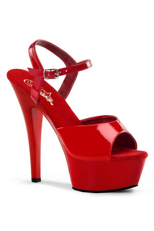 6" Heel Red Platform Ankle Strap Sandals