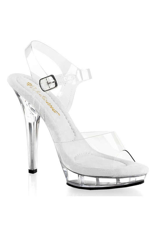 5" Stiletto Heel Clear Ankle Strap Sandals