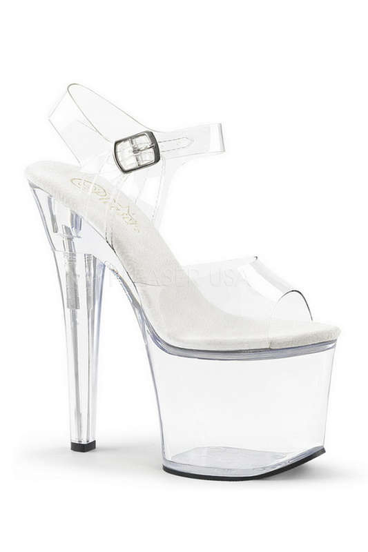 7" Clear Ankle Strap Sandals