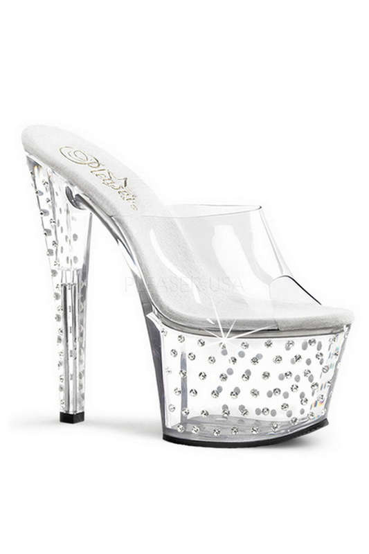 Sexy Stripper Studded Clear Platform Stiletto Heel