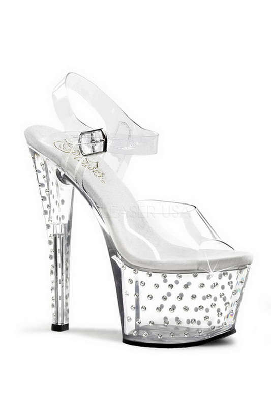 Clear Rhinestone Studded Stripper Heel