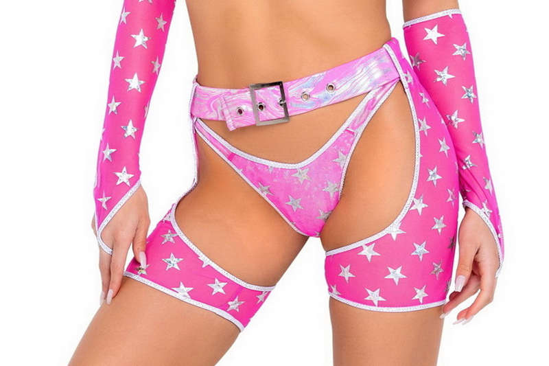 Hot Pink & Silver Stars Mesh Chaps
