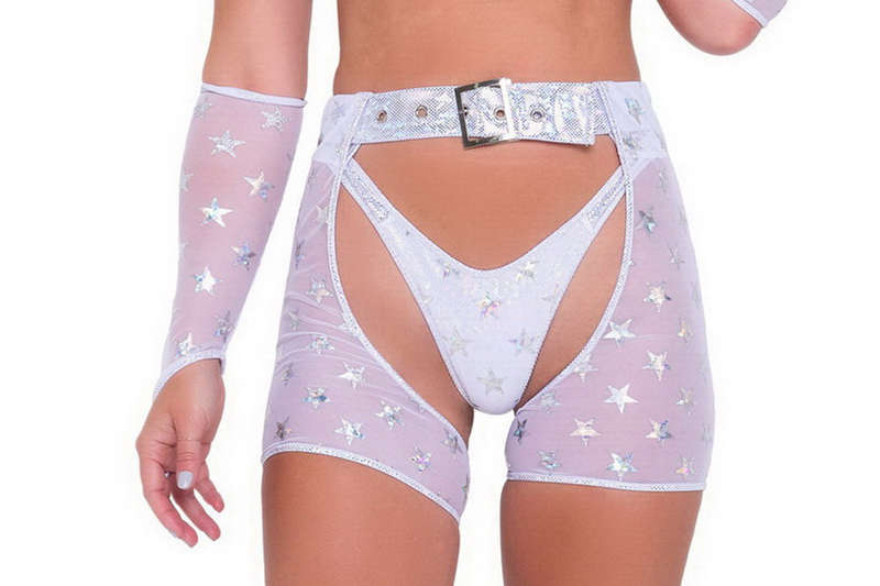 White & Silver Stars Mesh Chaps