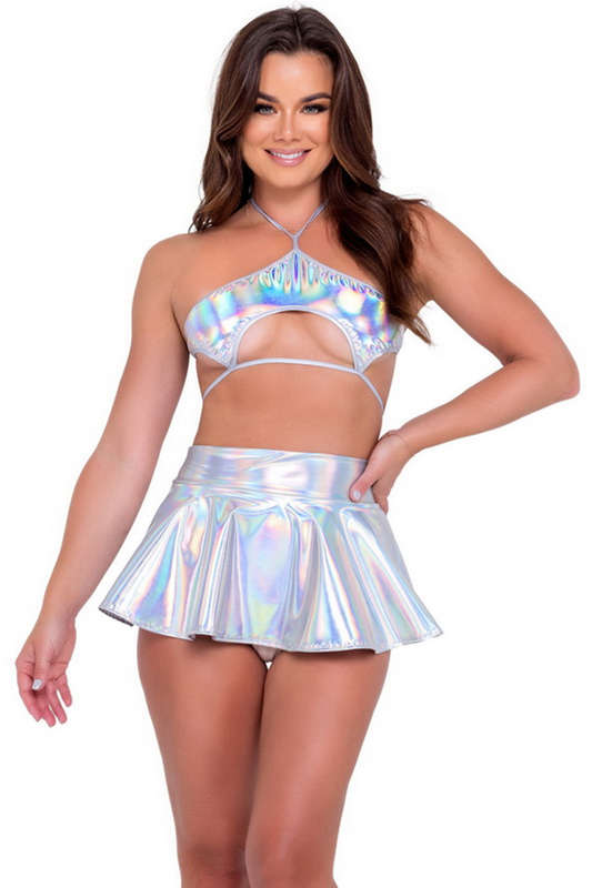 Holographic Keyhole Halter Top