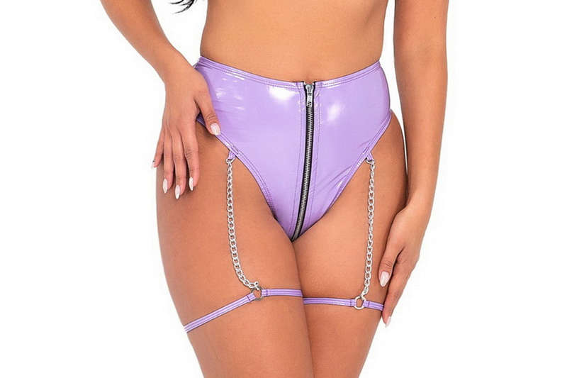 Lavender High Waist Vinyl Shorts