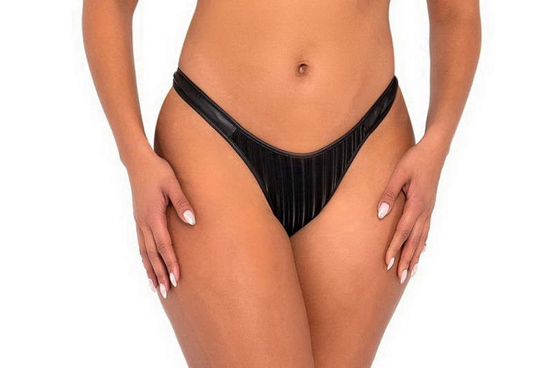 Black Pinstripe Thong Back Shorts