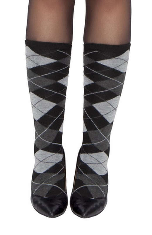Grey Argyle Stockings
