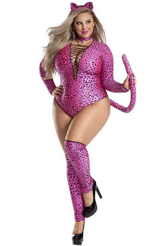 Plus Size Pink Leopard Halloween Costume