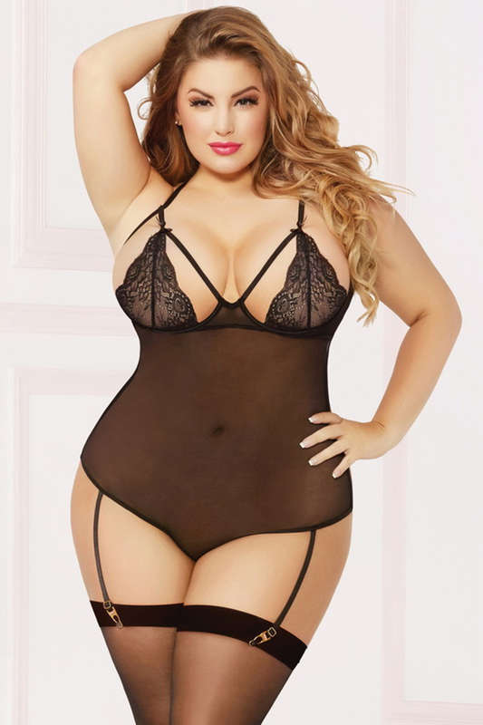 Plus Size In The Moment Teddy & Stockings Set